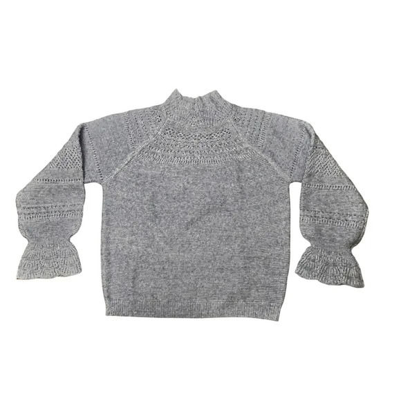 New Wit & Widsom Pointelle Blue Heathered Sweater Ruffle Sleeve Women’s M - Picture 1 of 9